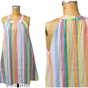 C&C California 100% sleeveless, pastel colorful stripes dress size Small